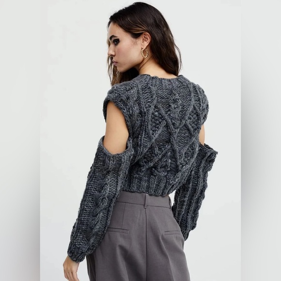 For Love And Lemons Andie Cut-Out Sweater, Charcoal - Picture 2 of 6